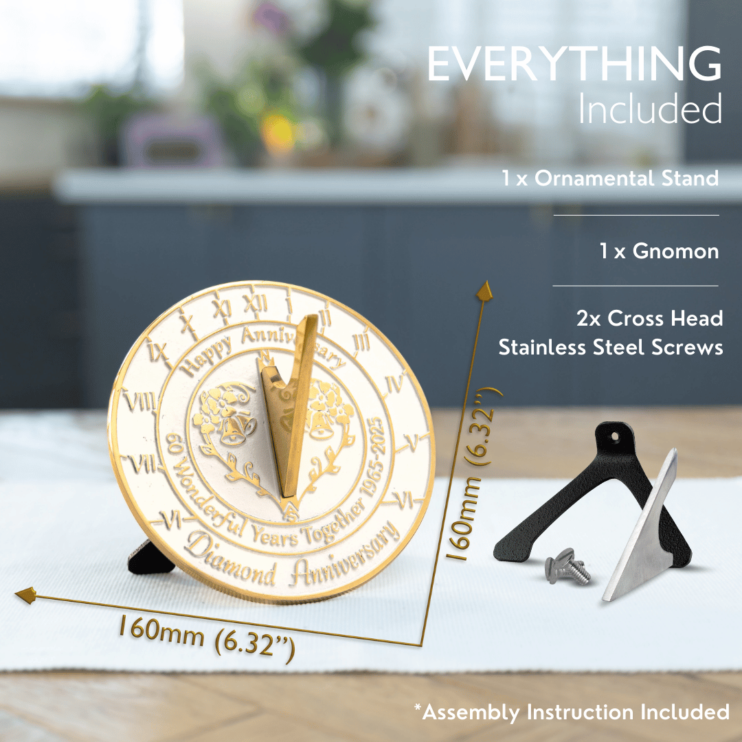 Diamond 60th Anniversary Sundial Gift - The Metal Foundry
