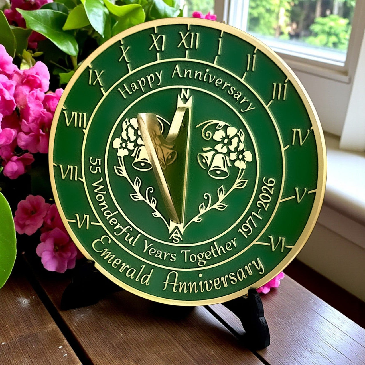 Emerald 55th Anniversary Sundial Gift - The Metal Foundry