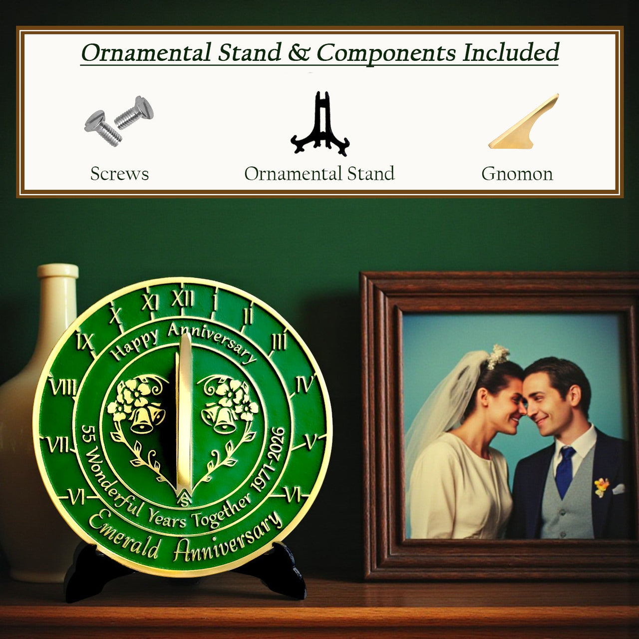 Emerald 55th Anniversary Sundial Gift - The Metal Foundry