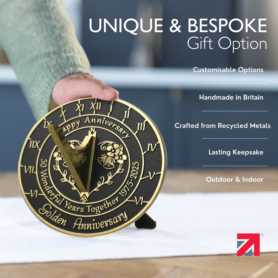 Golden 50th Anniversary Sundial Gift - The Metal Foundry