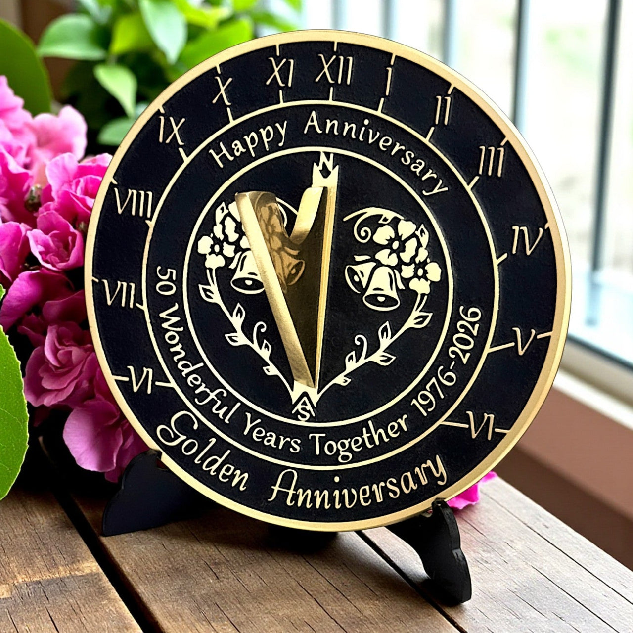 Golden 50th Anniversary Sundial Gift - The Metal Foundry