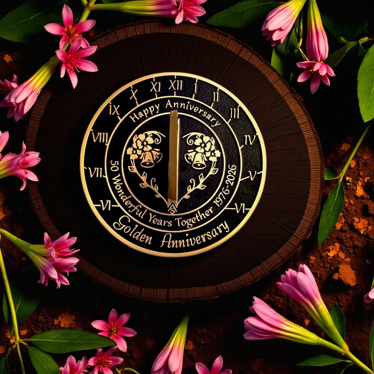 Golden 50th Anniversary Sundial Gift - The Metal Foundry