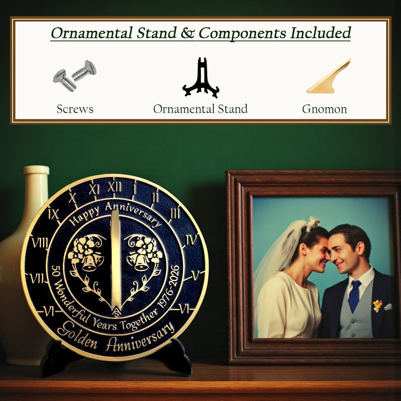 Golden 50th Anniversary Sundial Gift - The Metal Foundry