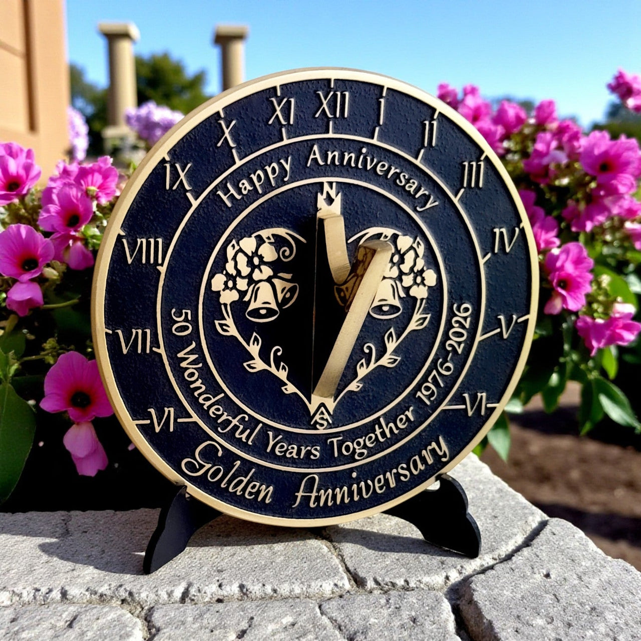 Golden 50th Anniversary Sundial Gift - The Metal Foundry