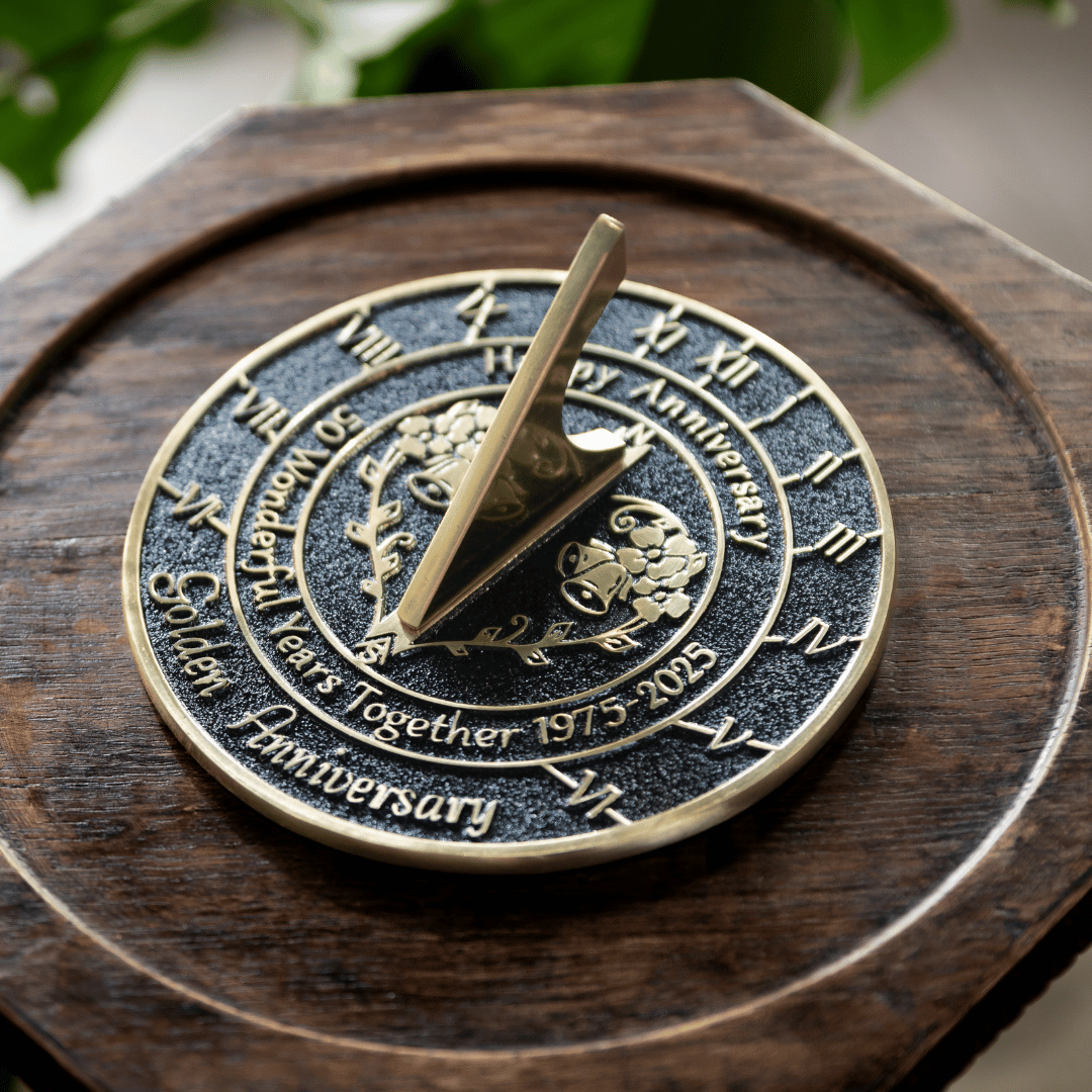 Golden 50th Anniversary Sundial Gift - The Metal Foundry