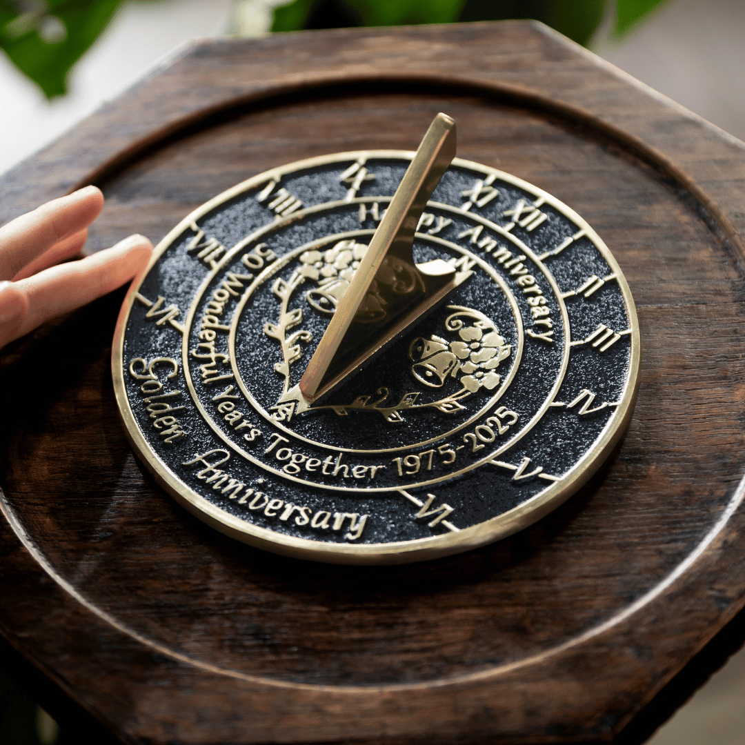 Golden 50th Anniversary Sundial Gift - The Metal Foundry