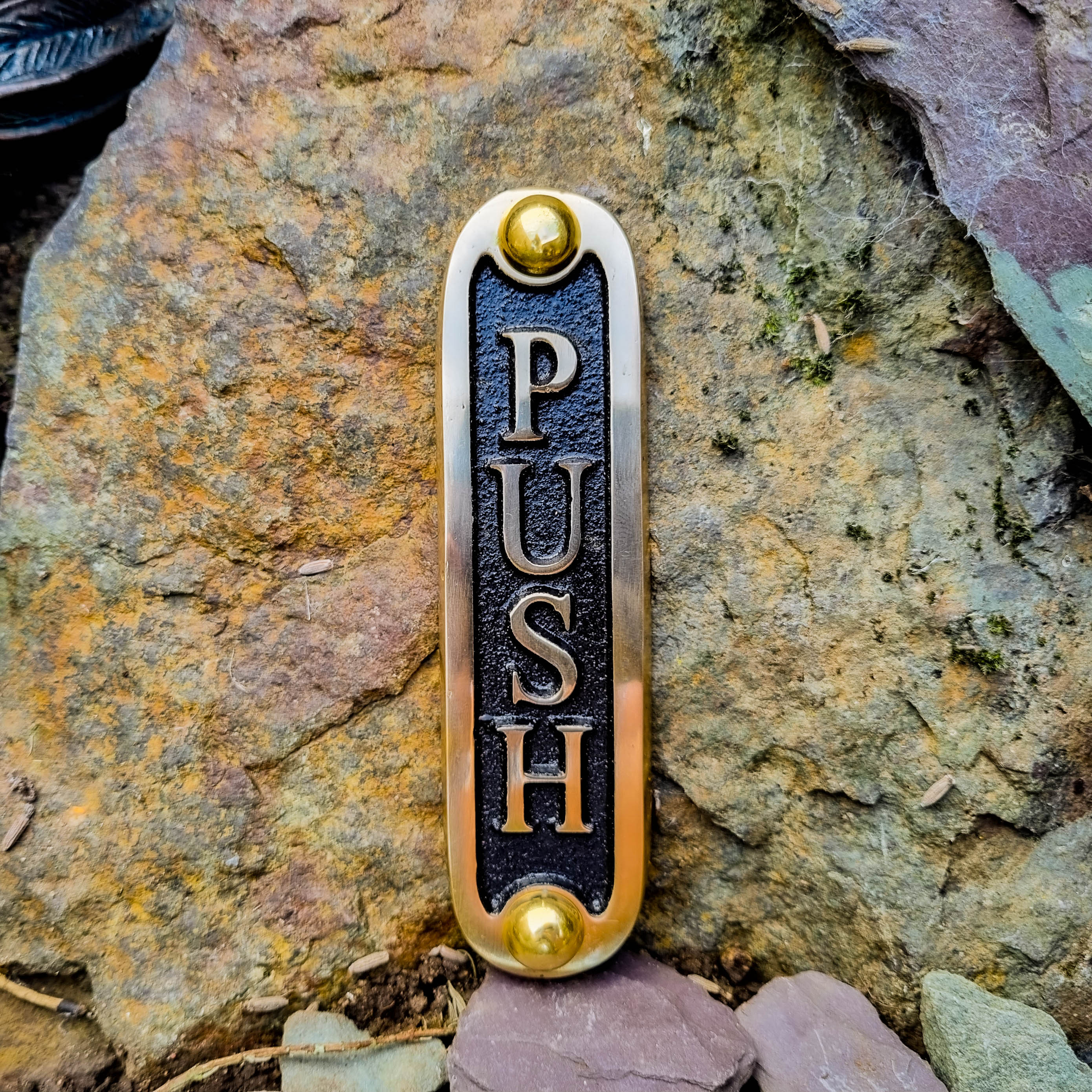 Brass 'PUSH' Door Sign | The Metal Foundry