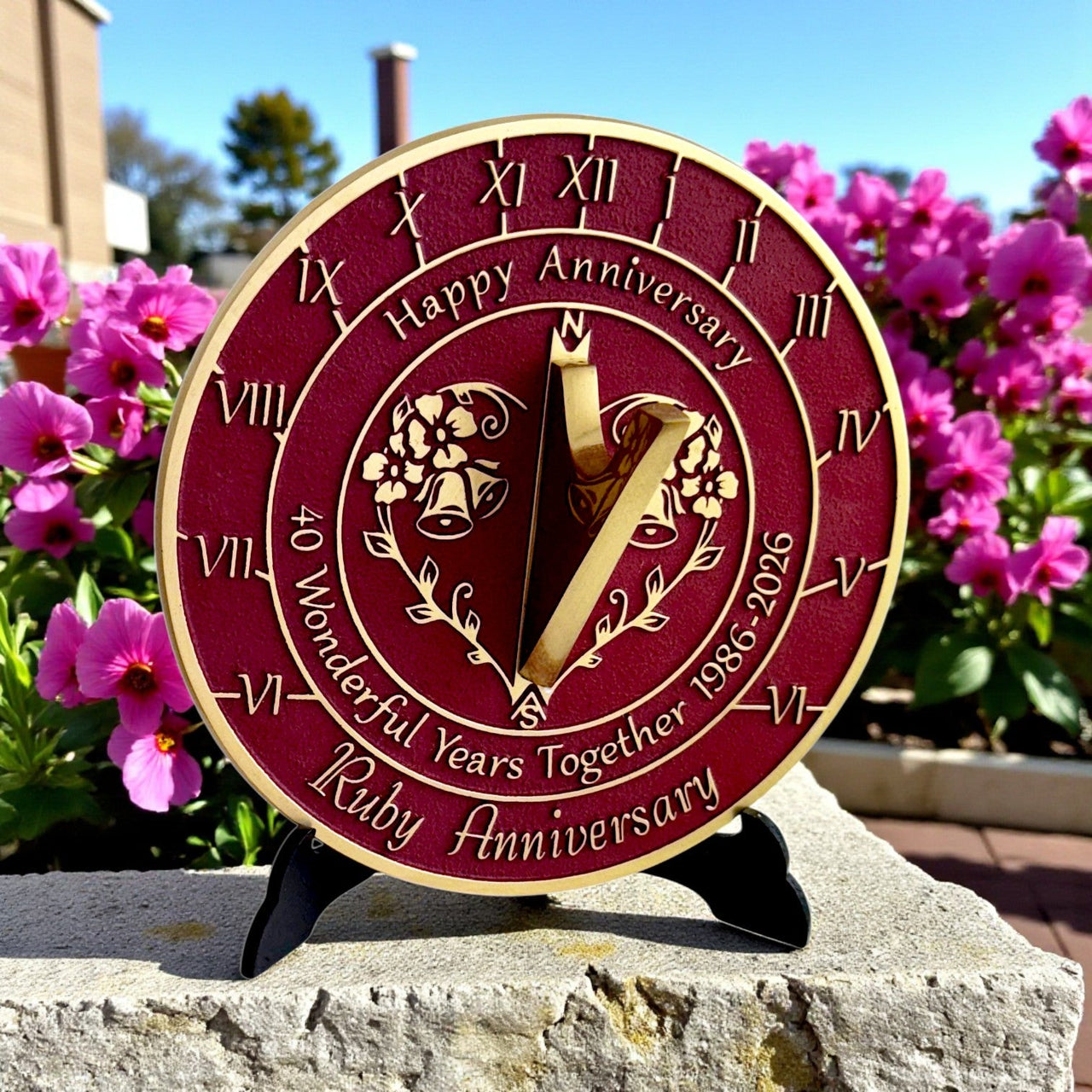 Ruby 40th Anniversary Sundial Gift - The Metal Foundry
