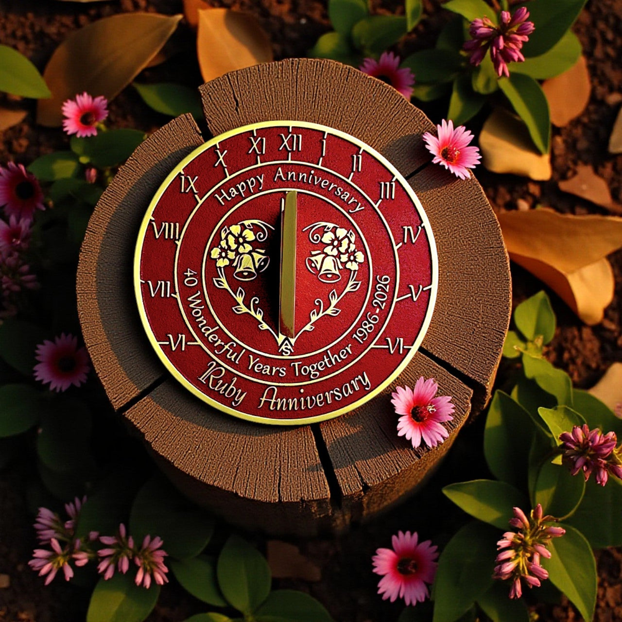 Ruby 40th Anniversary Sundial Gift - The Metal Foundry
