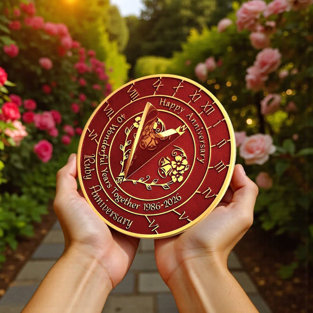 Ruby 40th Anniversary Sundial Gift - The Metal Foundry