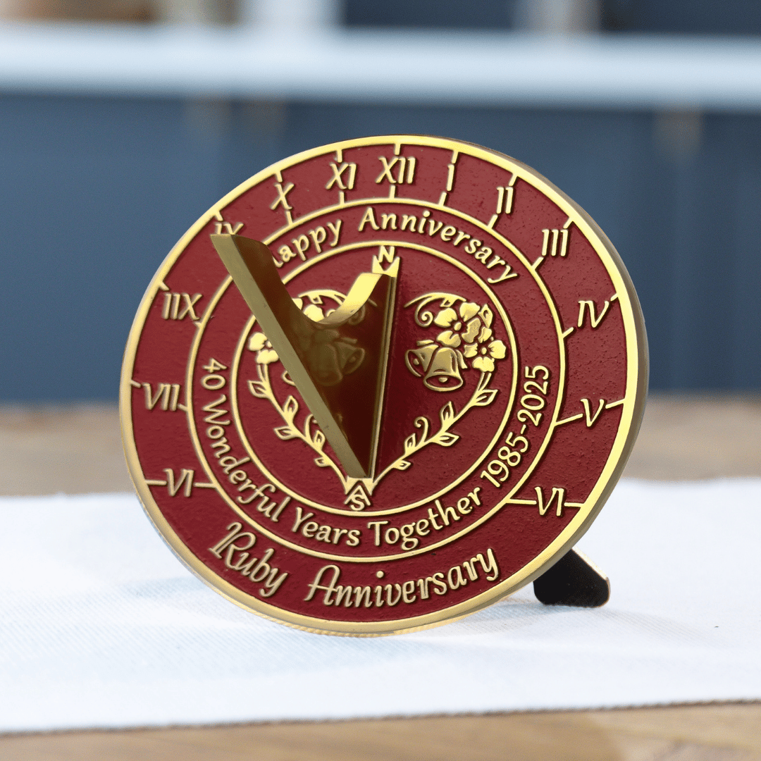 Ruby 40th Anniversary Sundial Gift - The Metal Foundry