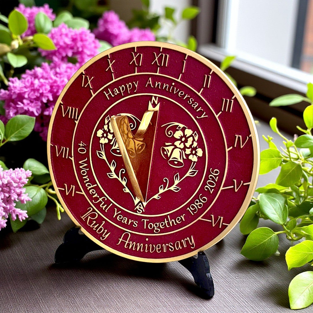Ruby 40th Anniversary Sundial Gift - The Metal Foundry