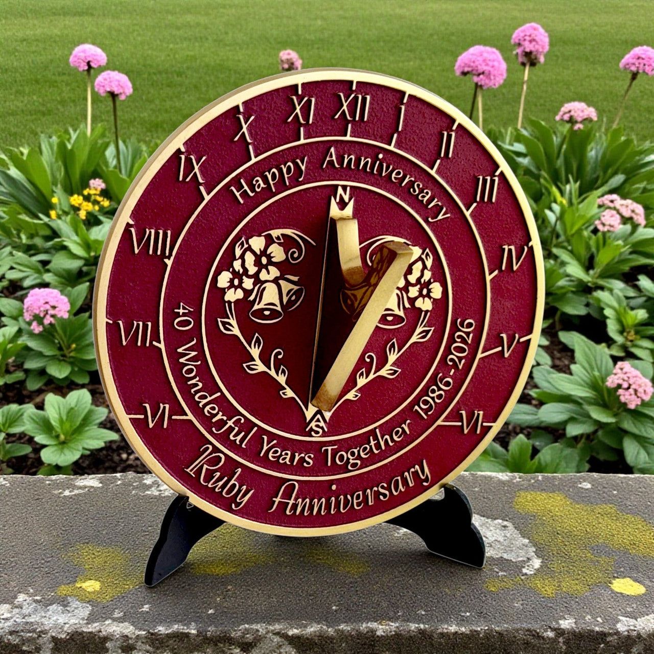 Ruby 40th Anniversary Sundial Gift - The Metal Foundry