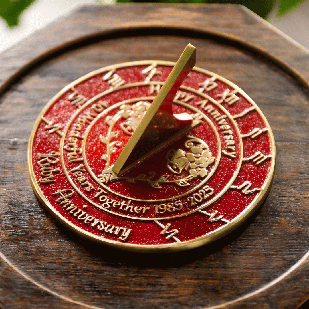 Ruby 40th Anniversary Sundial Gift - The Metal Foundry