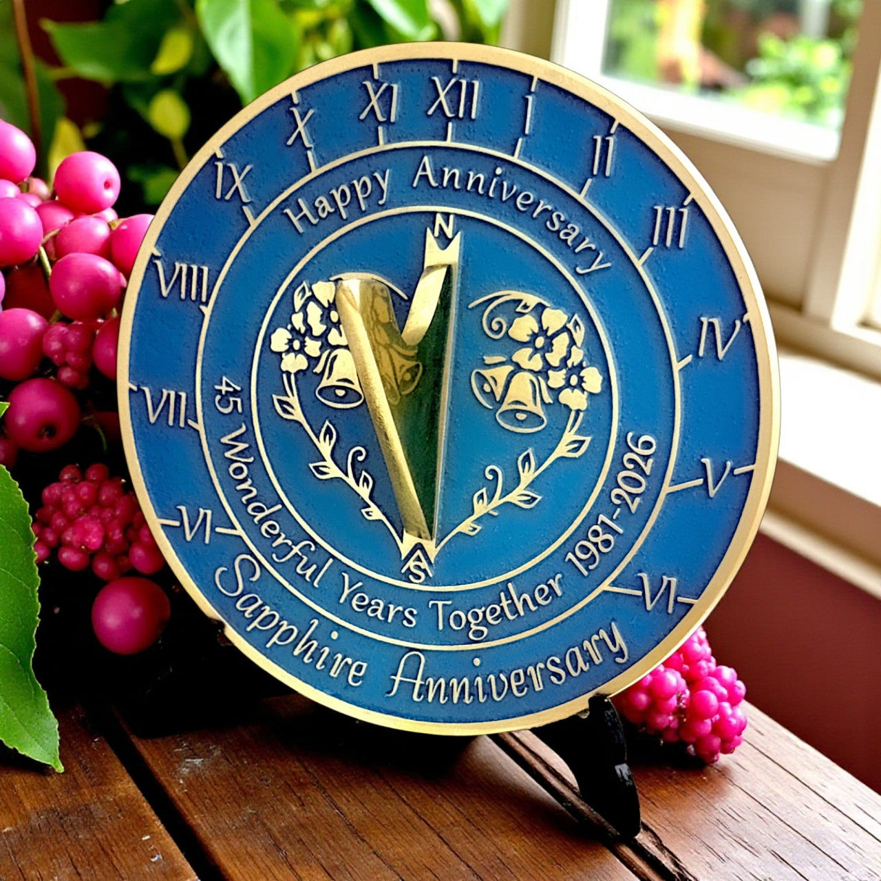 Sapphire 45th Anniversary Sundial Gift - The Metal Foundry