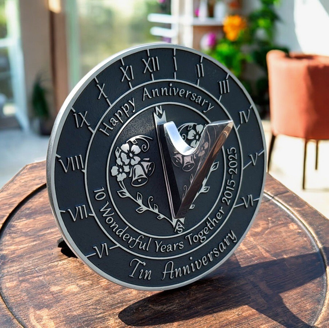Tin 10th Anniversary Sundial Gift - The Metal Foundry