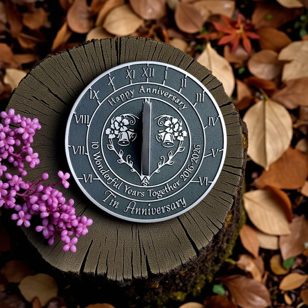 Tin 10th Anniversary Sundial Gift - The Metal Foundry