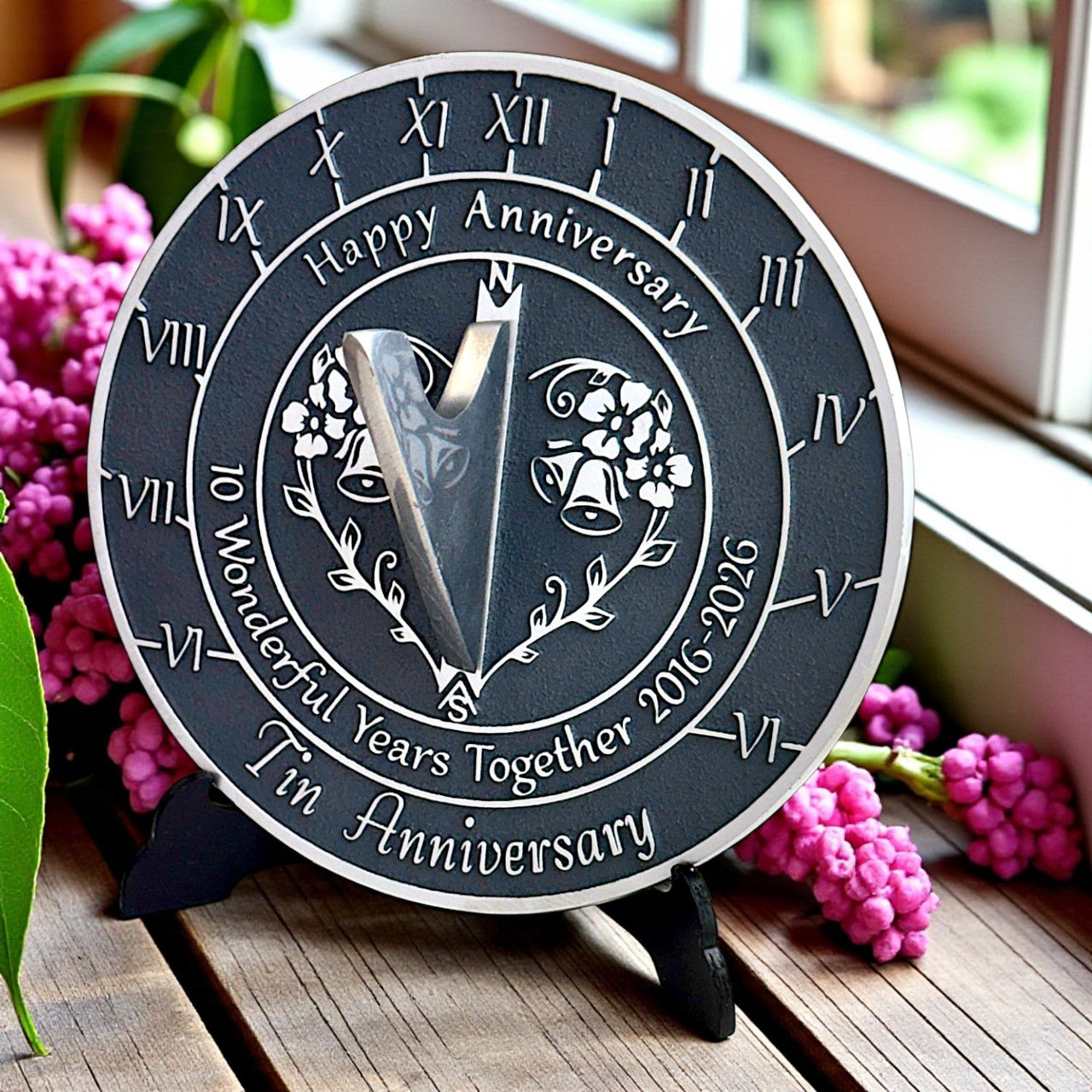 Tin 10th Anniversary Sundial Gift - The Metal Foundry