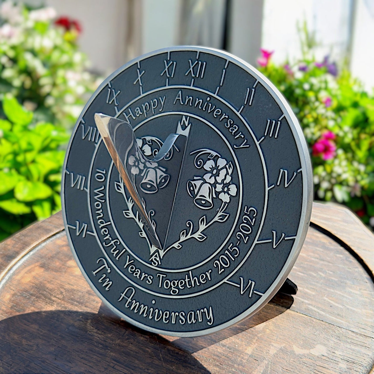 Tin 10th Anniversary Sundial Gift - The Metal Foundry