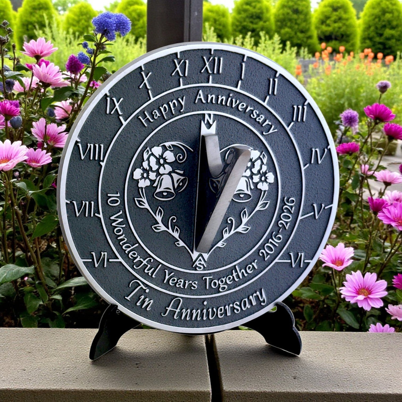 Tin 10th Anniversary Sundial Gift - The Metal Foundry