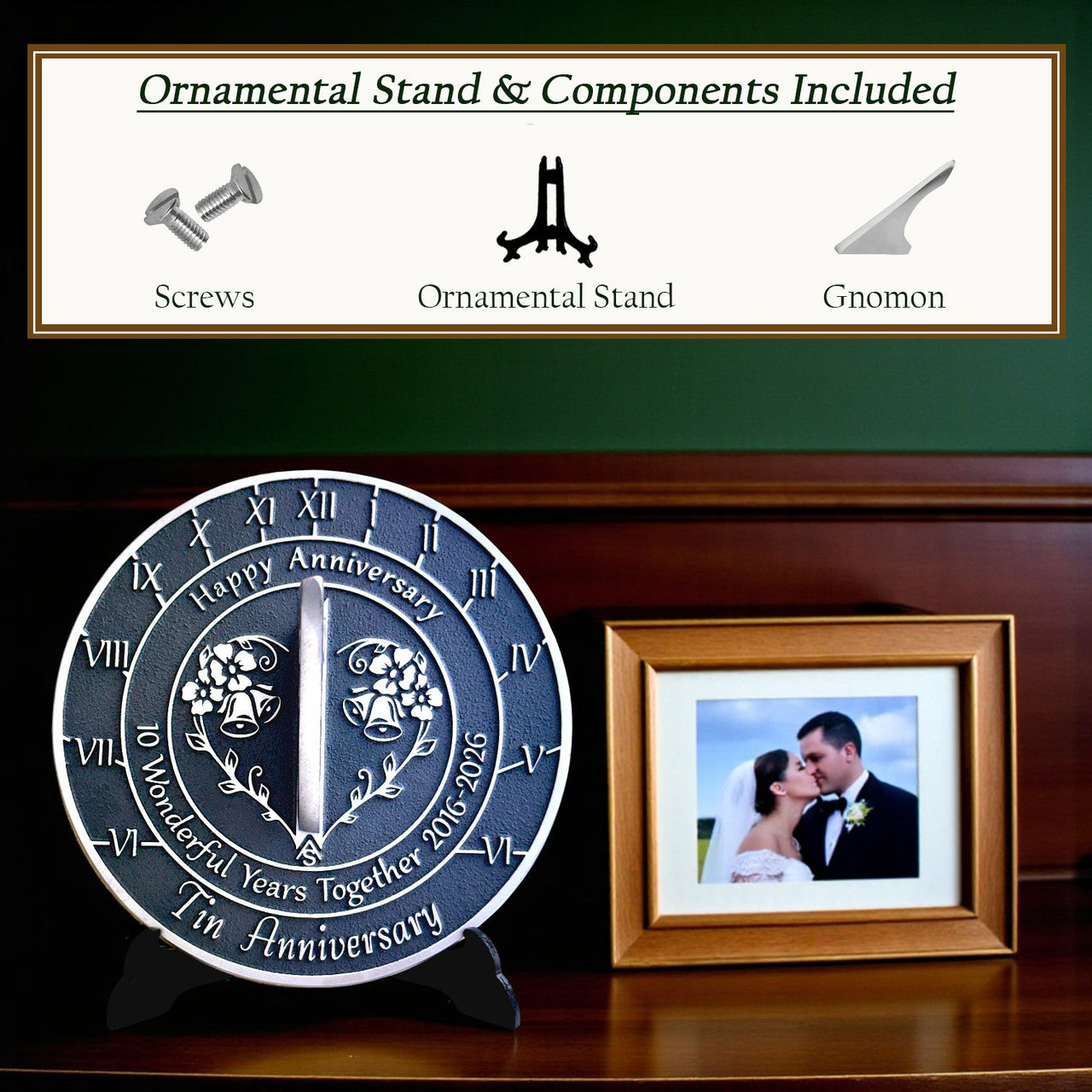 Tin 10th Anniversary Sundial Gift - The Metal Foundry