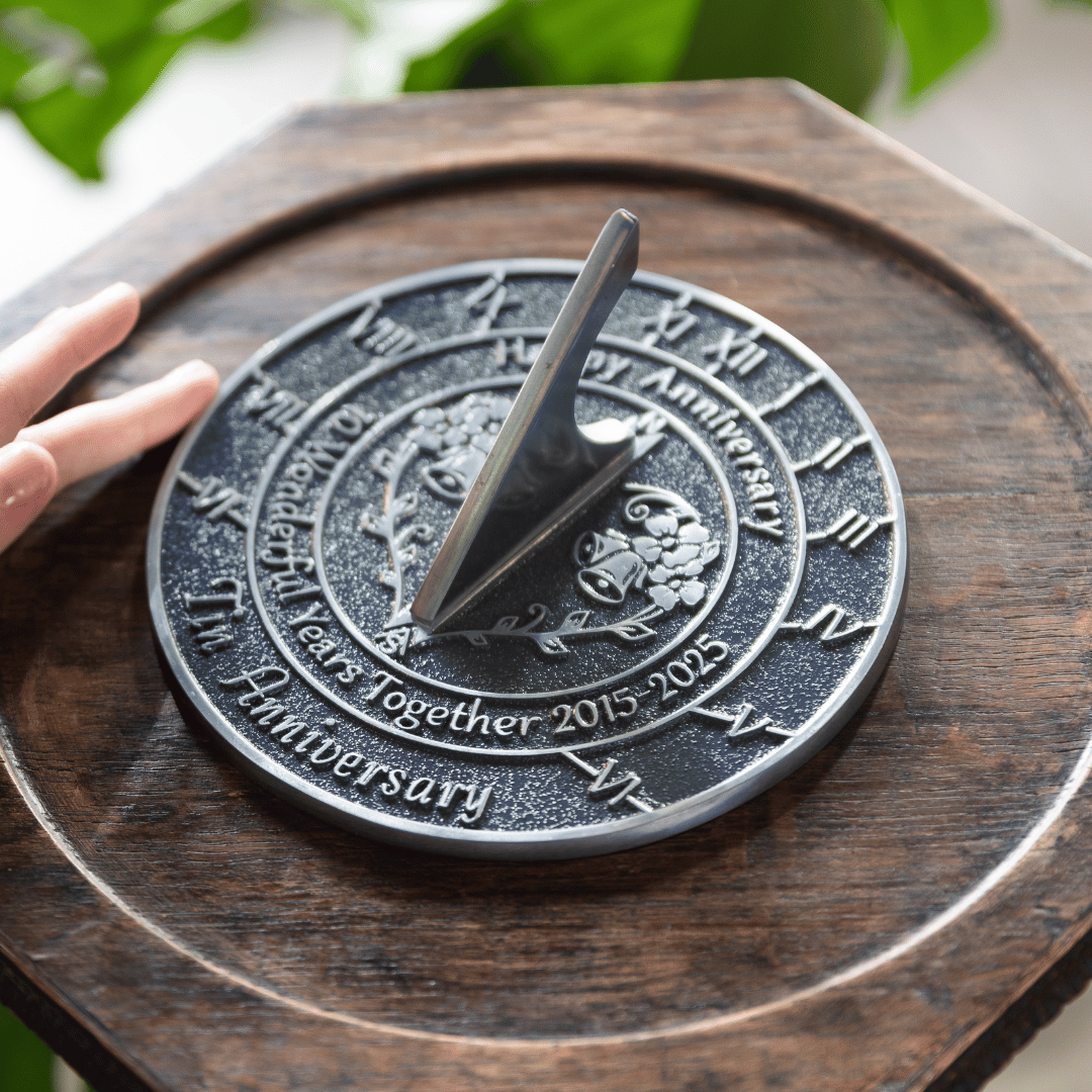 Tin 10th Anniversary Sundial Gift - The Metal Foundry