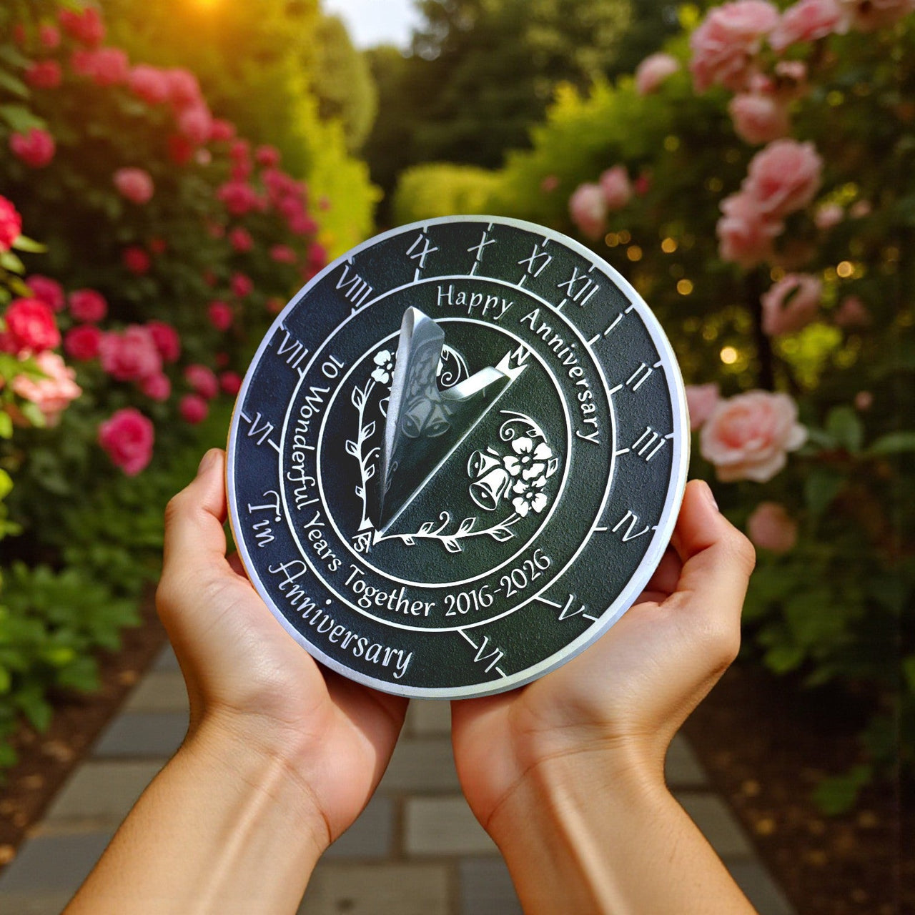 Tin 10th Anniversary Sundial Gift - The Metal Foundry