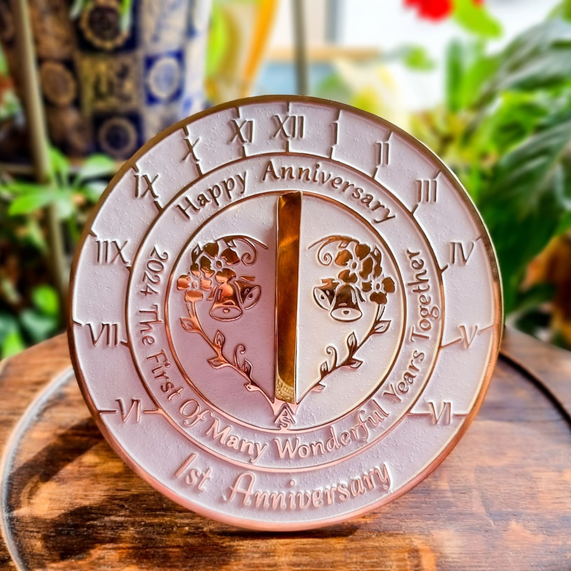 1st Wedding Anniversary Sundial Gift - The Metal Foundry