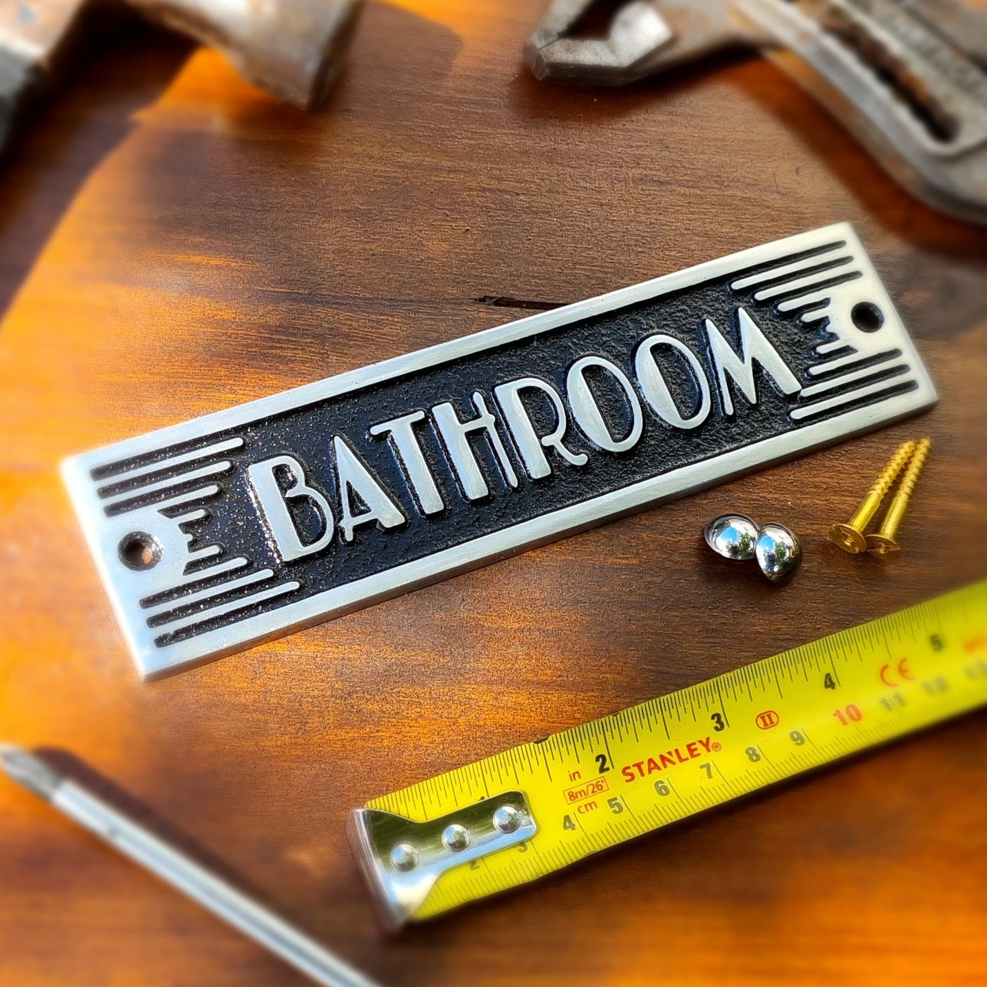 Art Deco 'Bathroom' Sign - The Metal Foundry