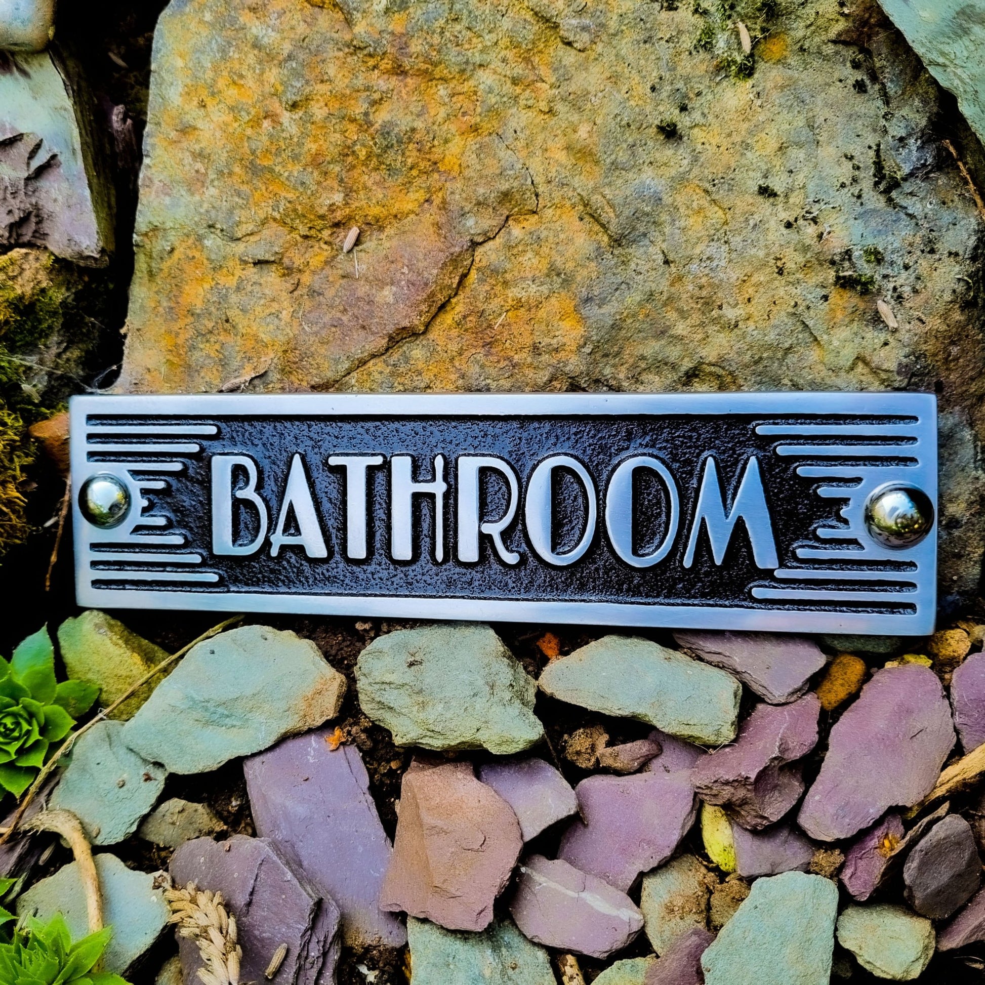 Art Deco 'Bathroom' Sign - The Metal Foundry