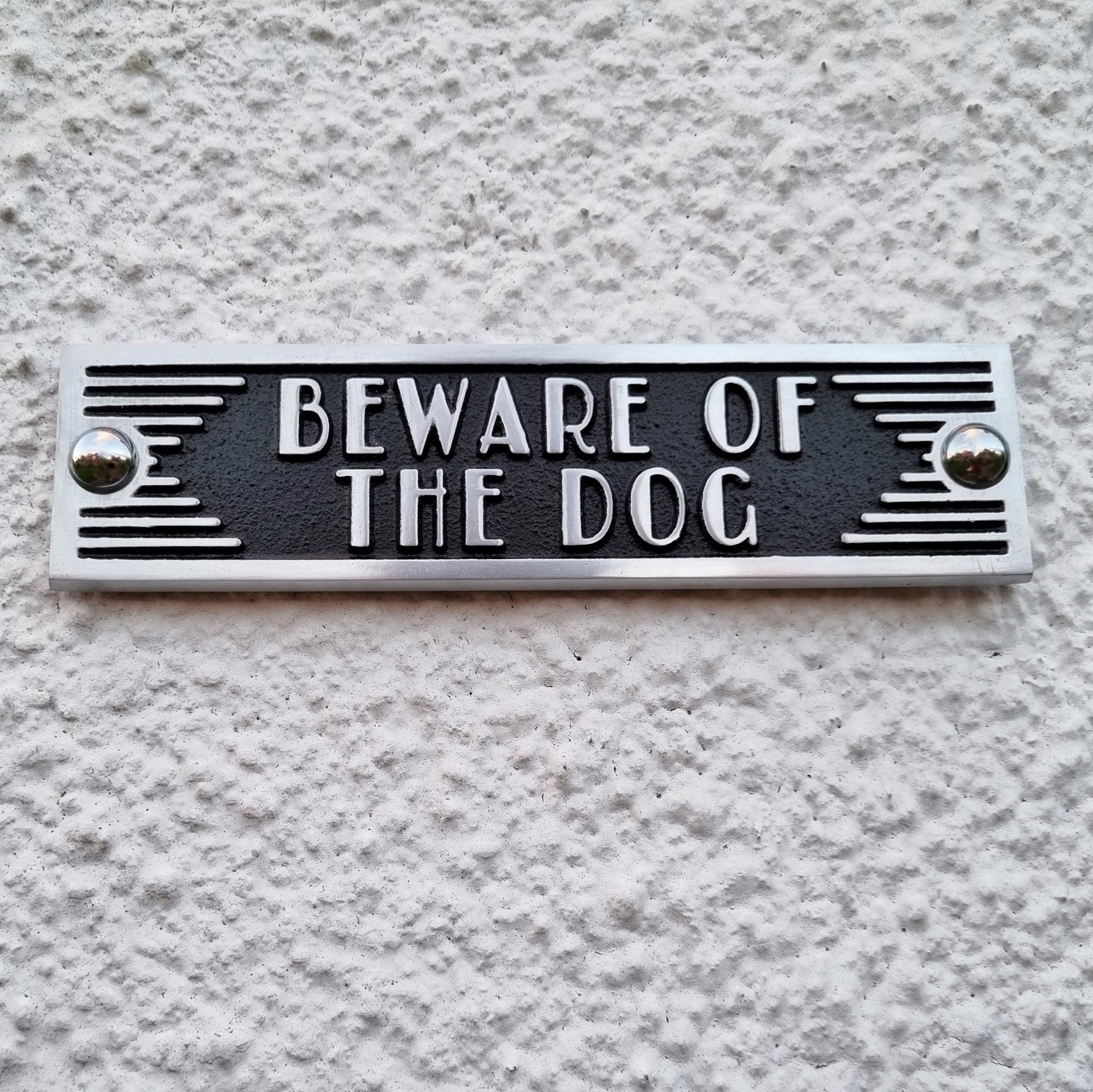 Art Deco 'Beware Of The Dog' Sign - The Metal Foundry