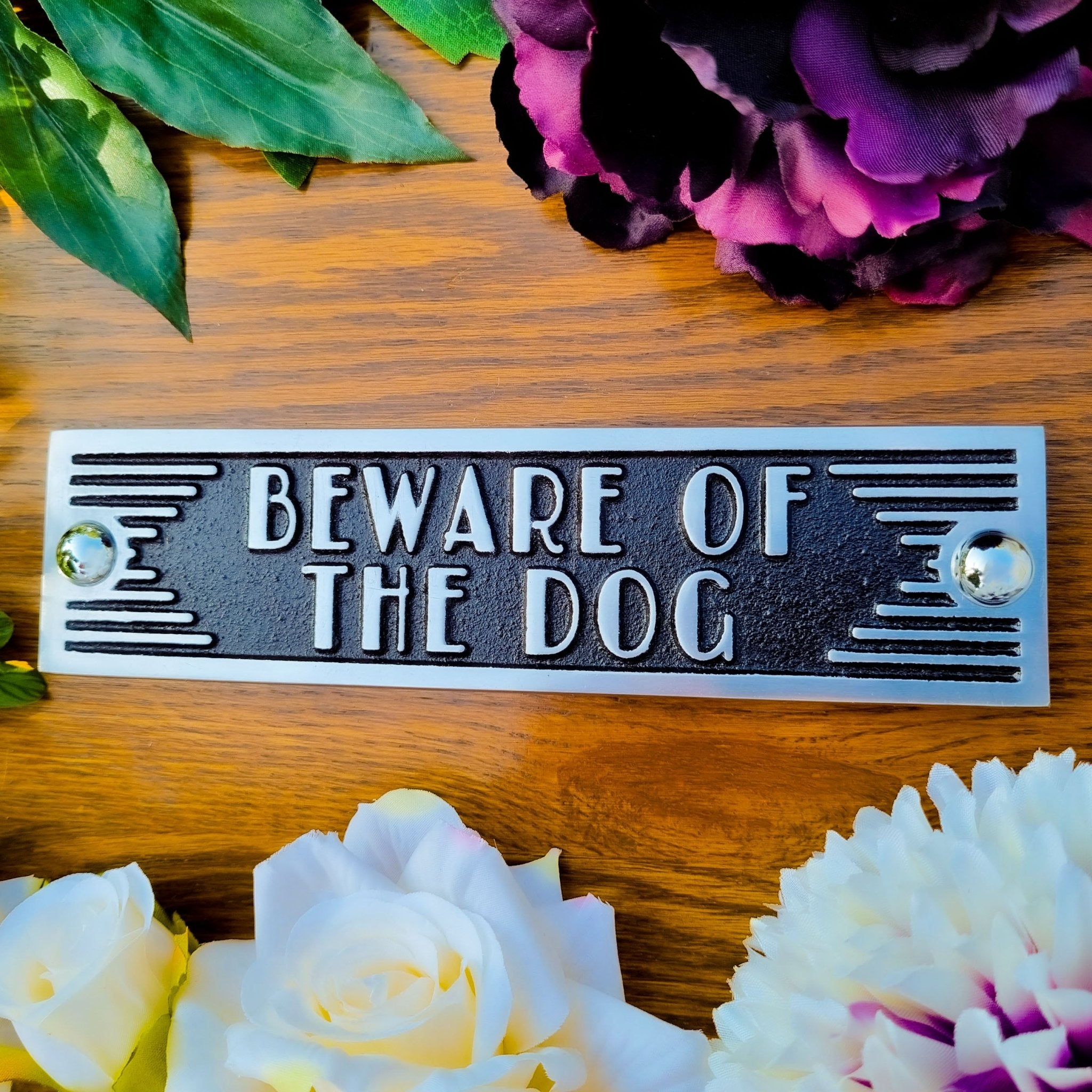 Art Deco 'Beware Of The Dog' Sign - The Metal Foundry