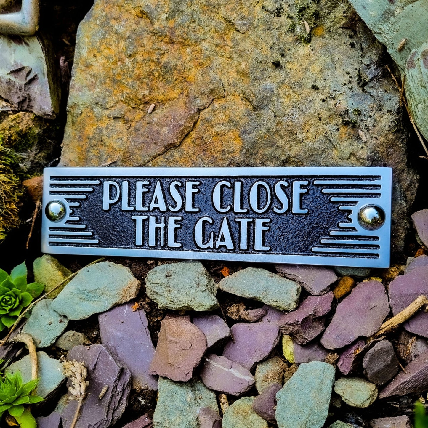 Art Deco 'Close The Gate' Door Sign - The Metal Foundry