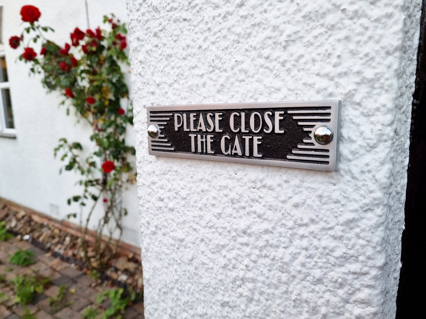 Art Deco 'Close The Gate' Door Sign - The Metal Foundry