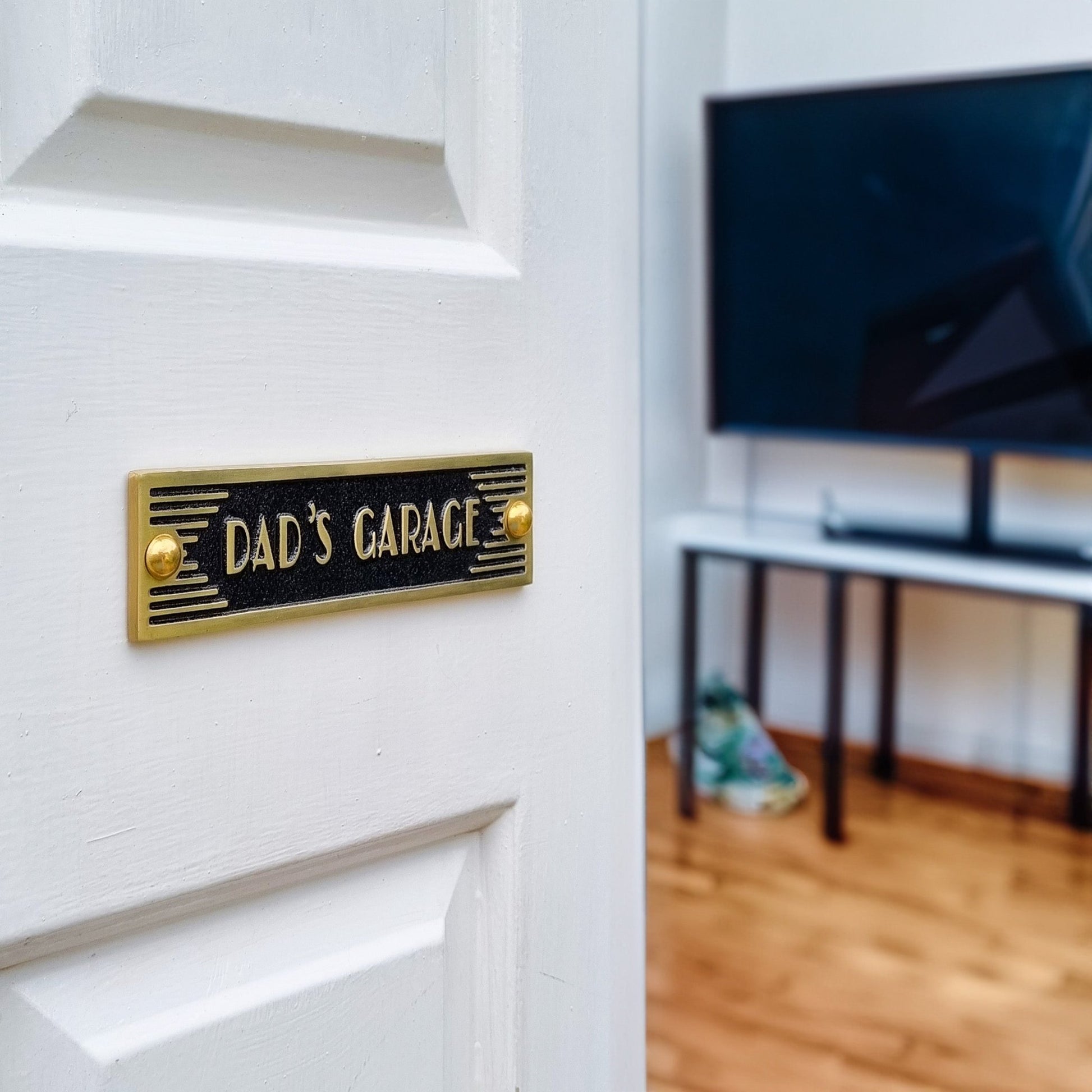 Art Deco 'Dad's Garage' Door Sign - The Metal Foundry