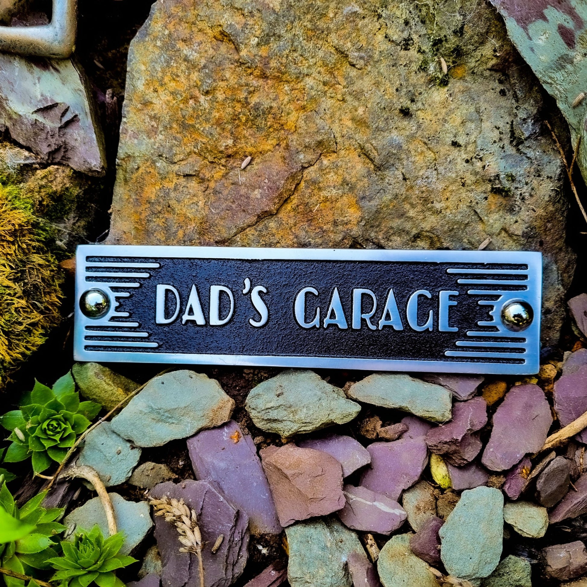 Art Deco 'Dad's Garage' Door Sign - The Metal Foundry