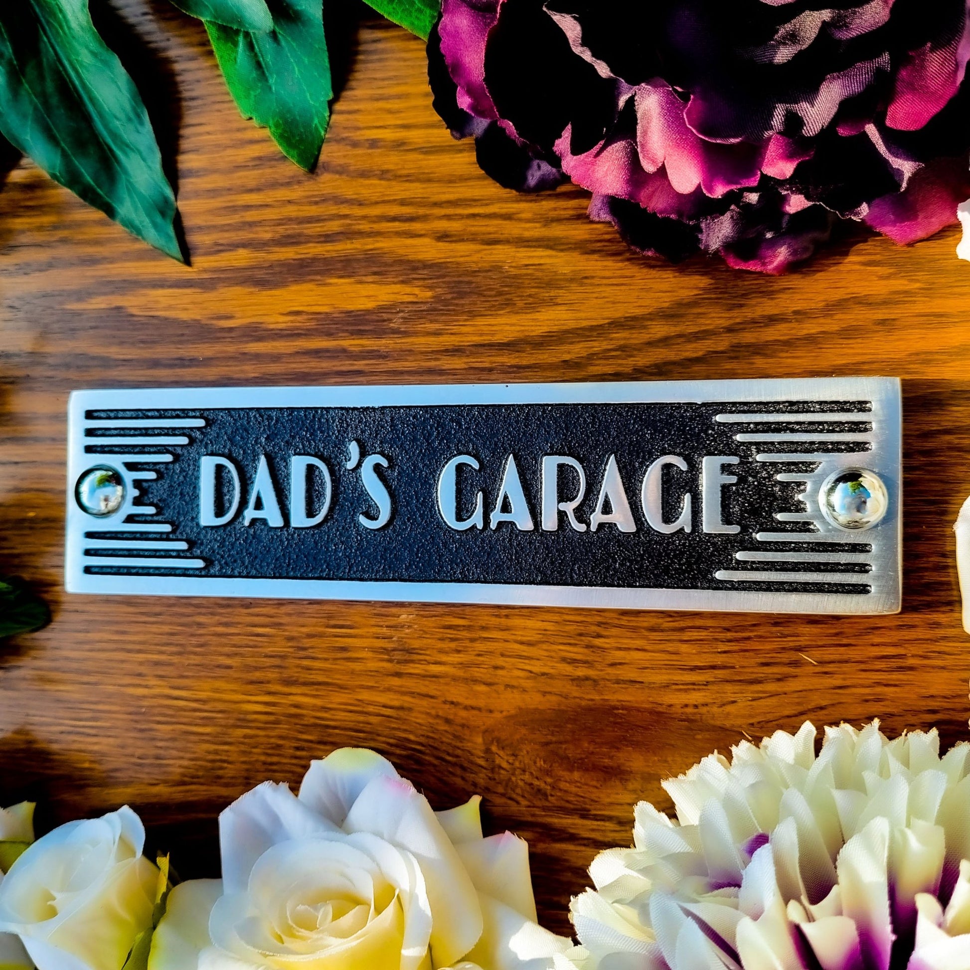 Art Deco 'Dad's Garage' Door Sign - The Metal Foundry