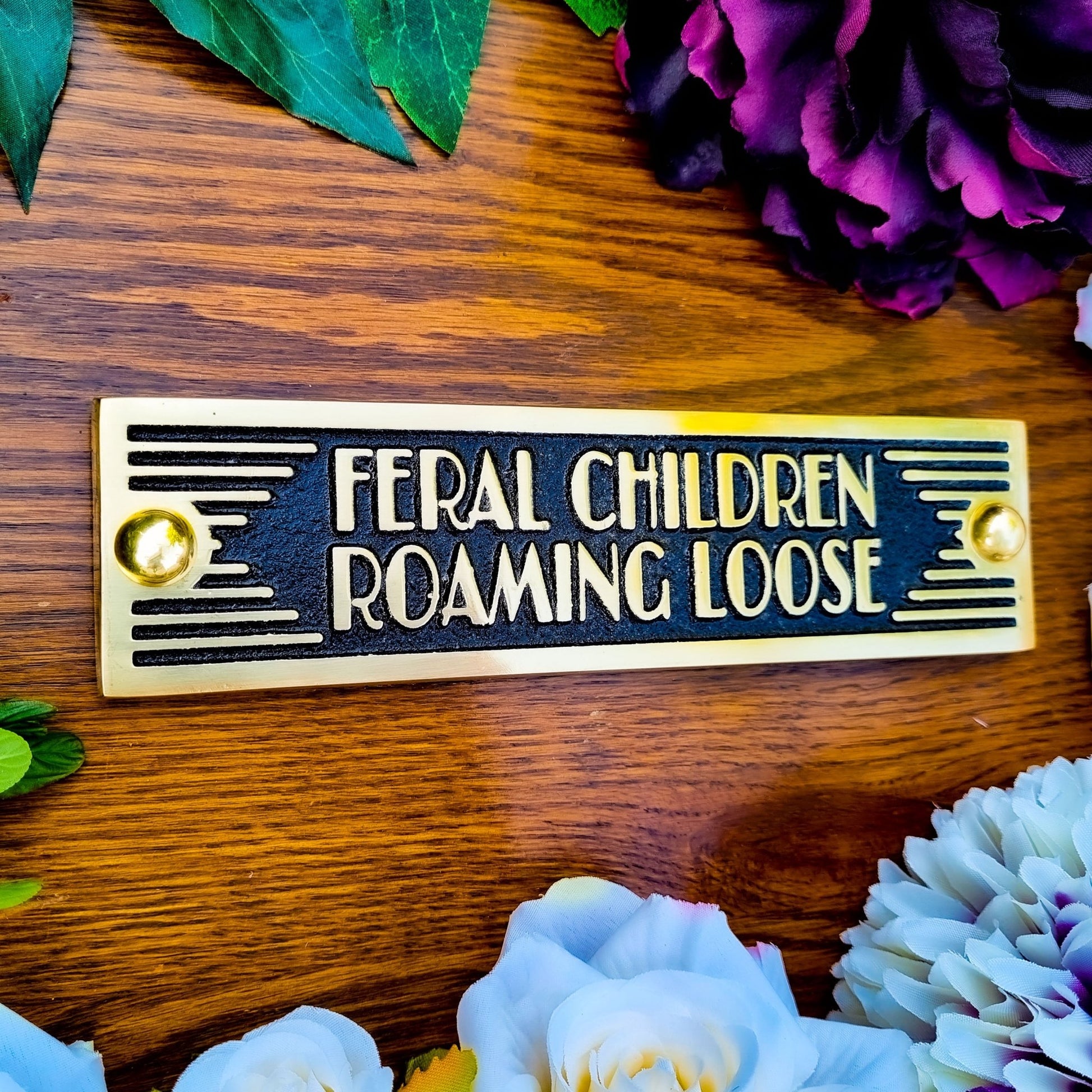 Art Deco 'Feral Children Running Loose' Door Sign - The Metal Foundry