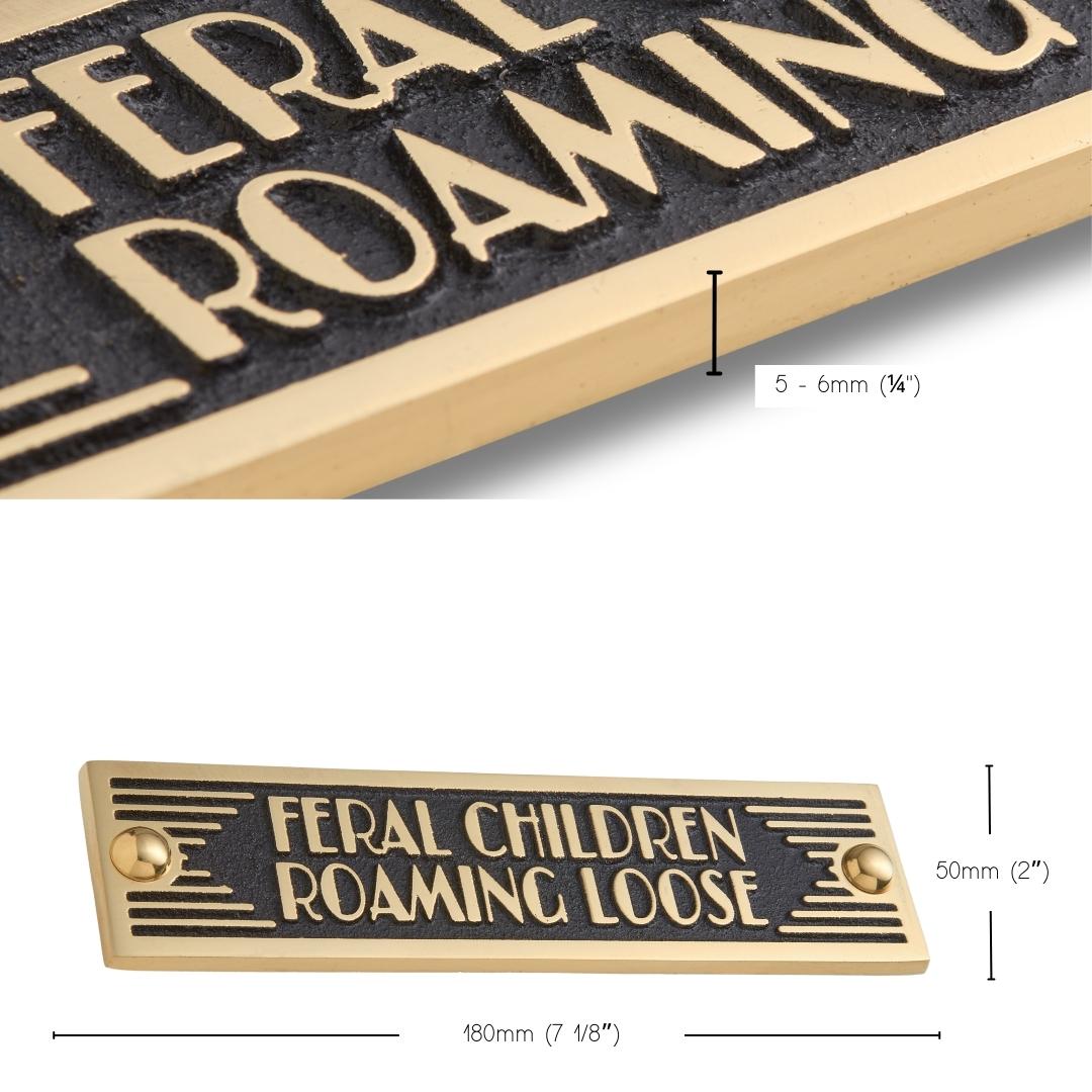 Art Deco 'Feral Children Running Loose' Door Sign - The Metal Foundry