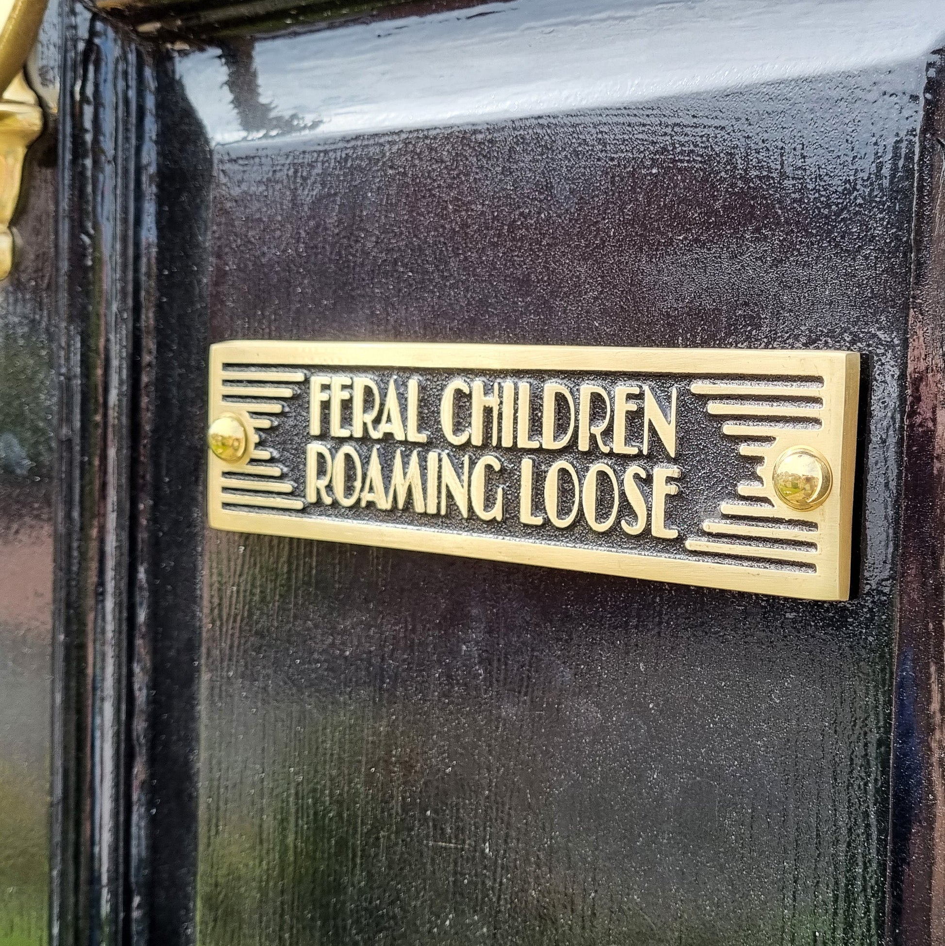 Art Deco 'Feral Children Running Loose' Door Sign - The Metal Foundry