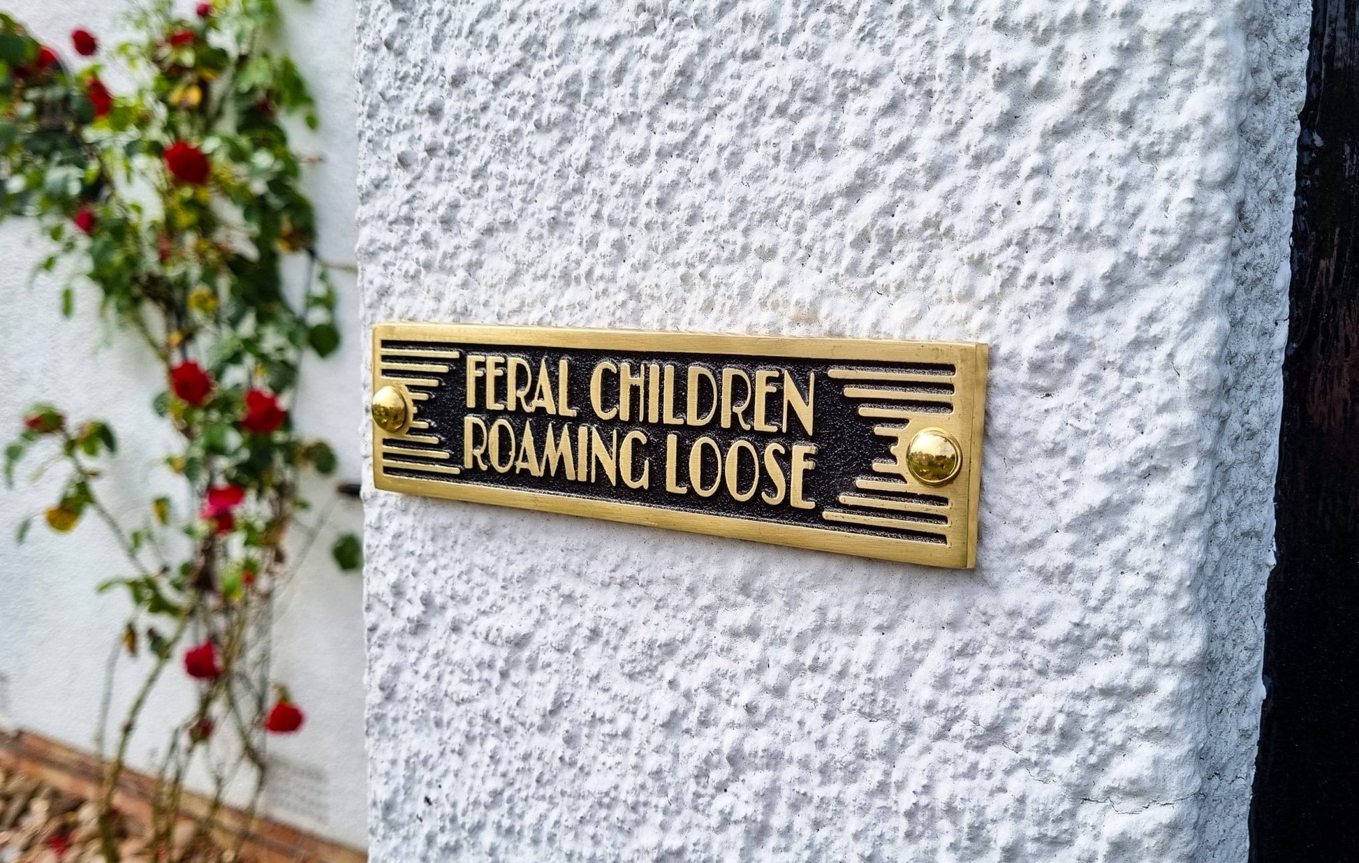 Art Deco 'Feral Children Running Loose' Door Sign - The Metal Foundry
