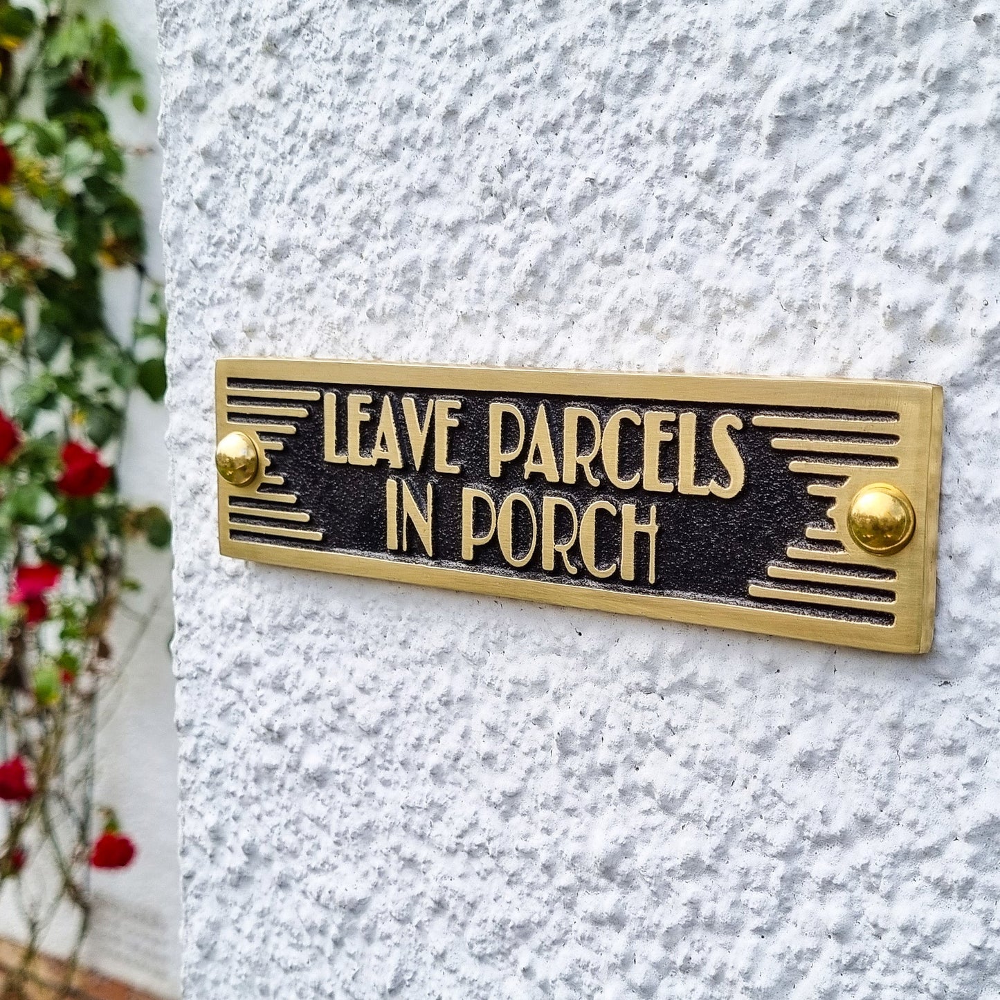 Art Deco 'Leave Parcels in Porch' Door Sign - The Metal Foundry