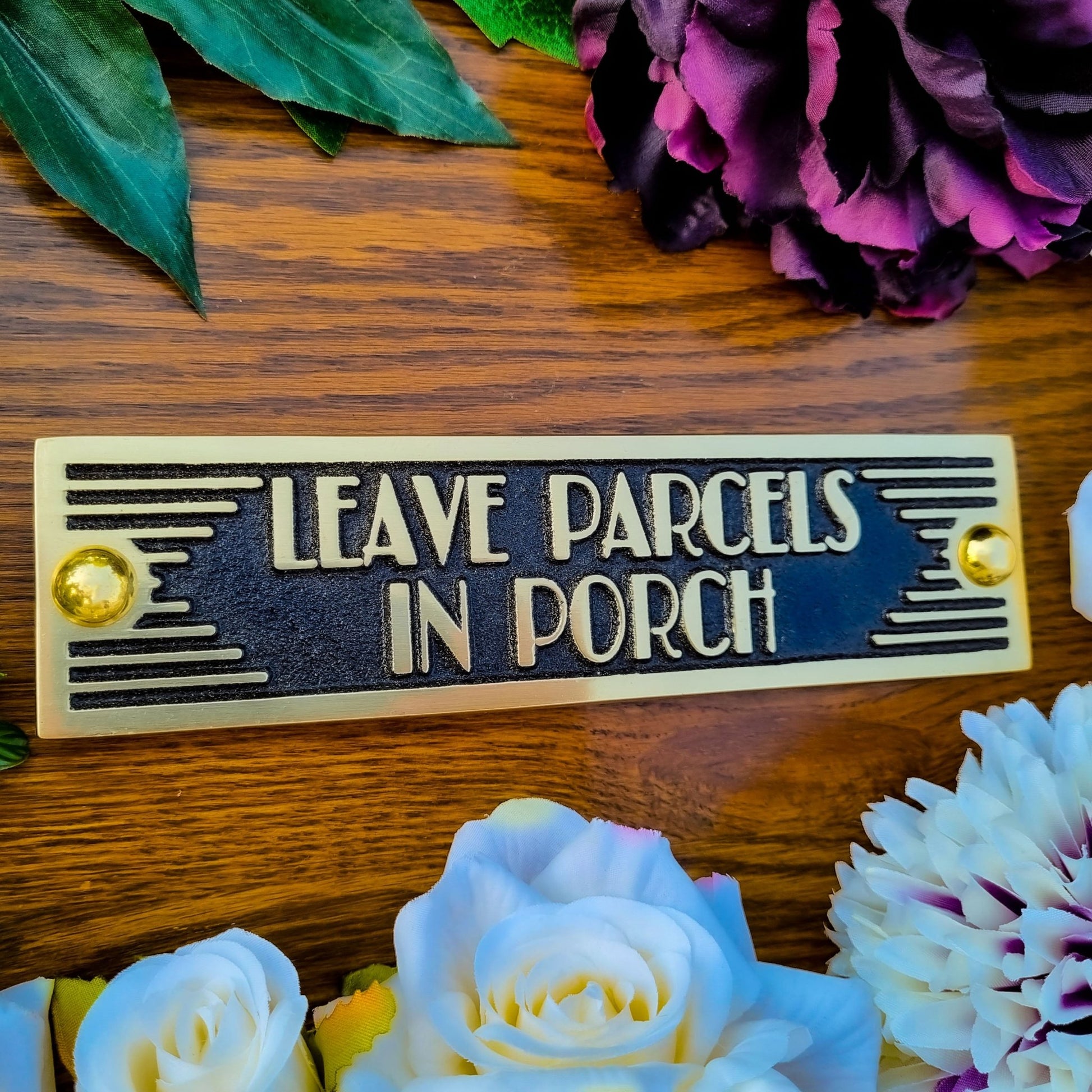 Art Deco 'Leave Parcels in Porch' Door Sign - The Metal Foundry