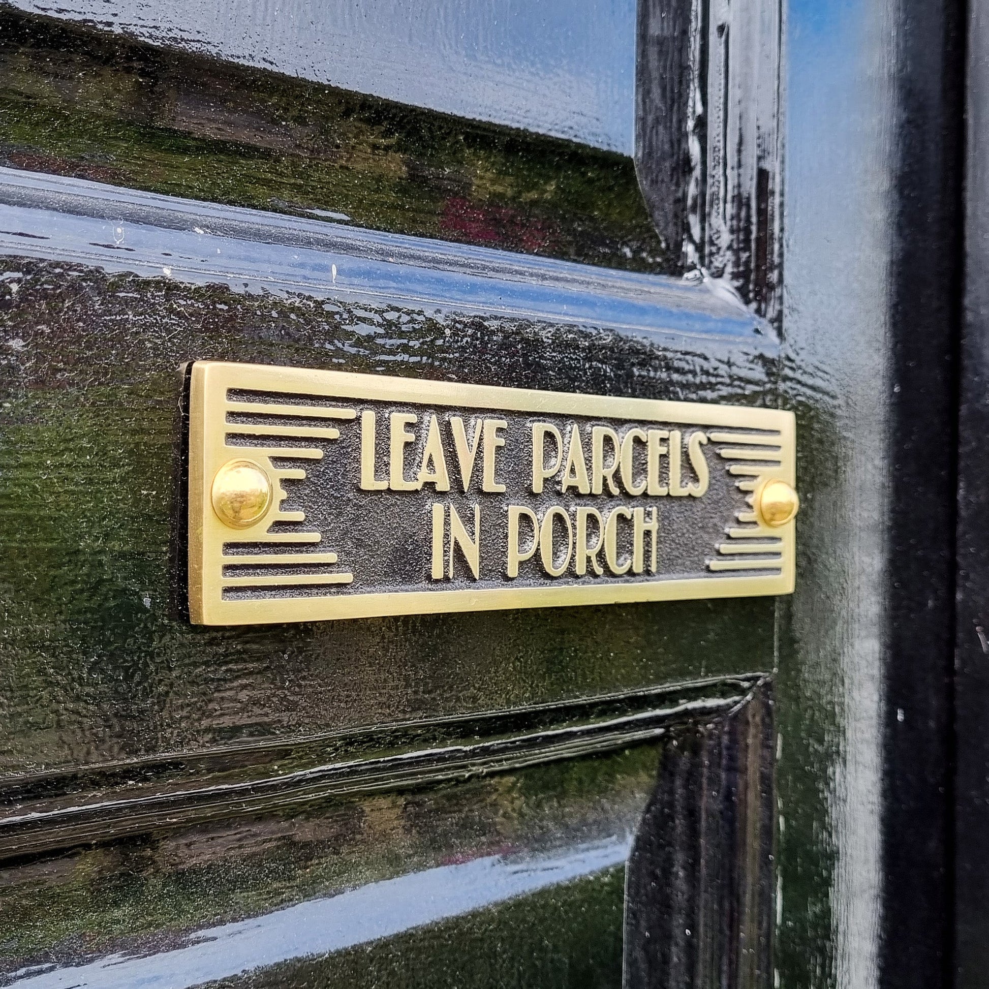 Art Deco 'Leave Parcels in Porch' Door Sign - The Metal Foundry