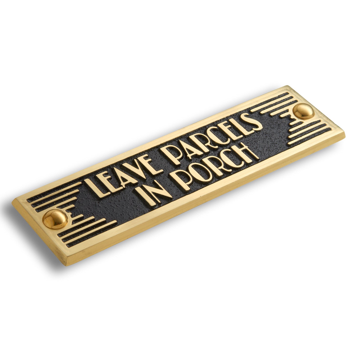 Art Deco 'Leave Parcels in Porch' Door Sign - The Metal Foundry