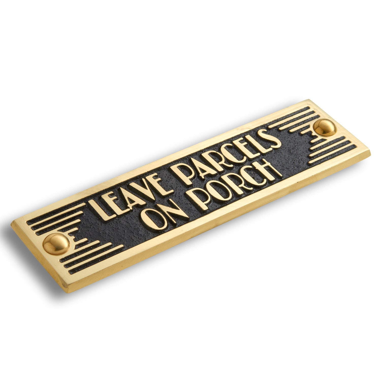 Art Deco 'Leave parcels on Porch' Door Sign - The Metal Foundry