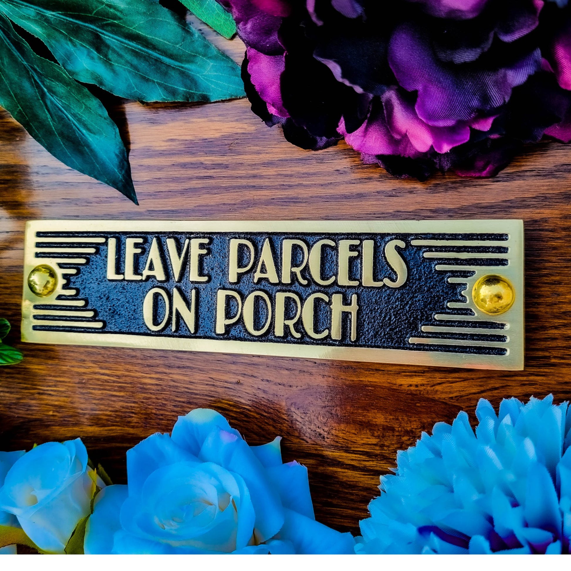 Art Deco 'Leave parcels on Porch' Door Sign - The Metal Foundry