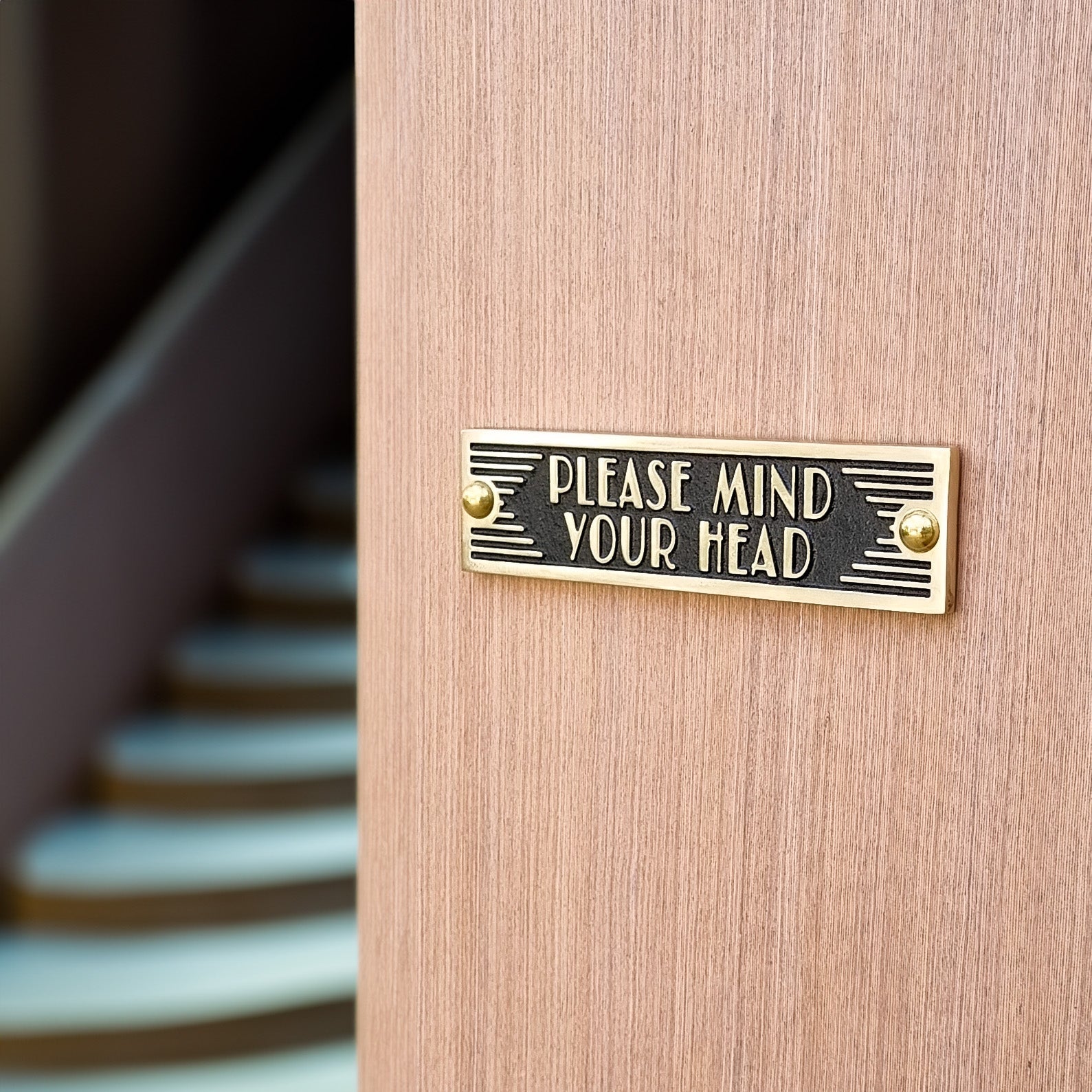 Art Deco 'Mind Your Head' Sign - The Metal Foundry