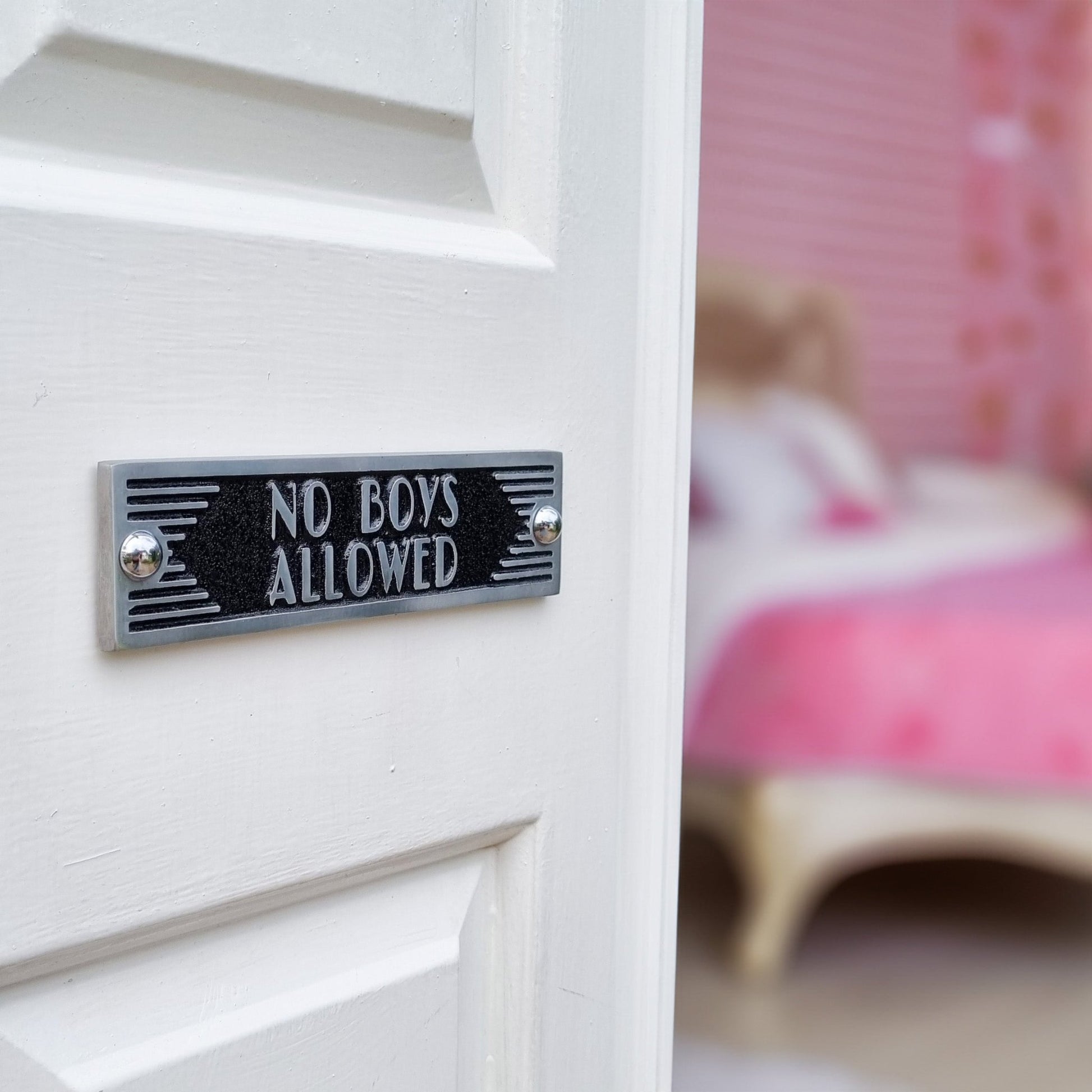 Art Deco 'No Boy's Allowed' Door Sign - The Metal Foundry