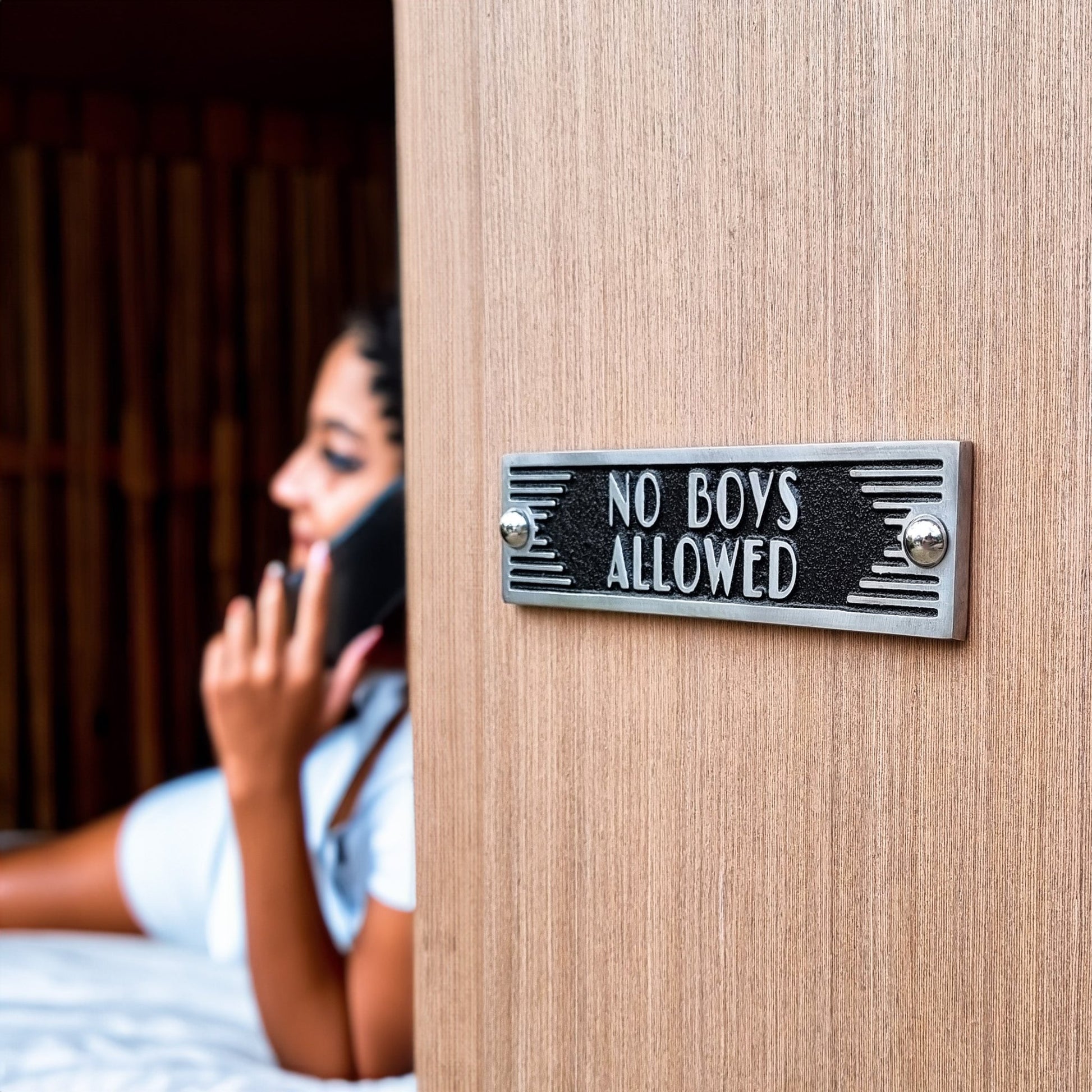 Art Deco 'No Boy's Allowed' Door Sign - The Metal Foundry